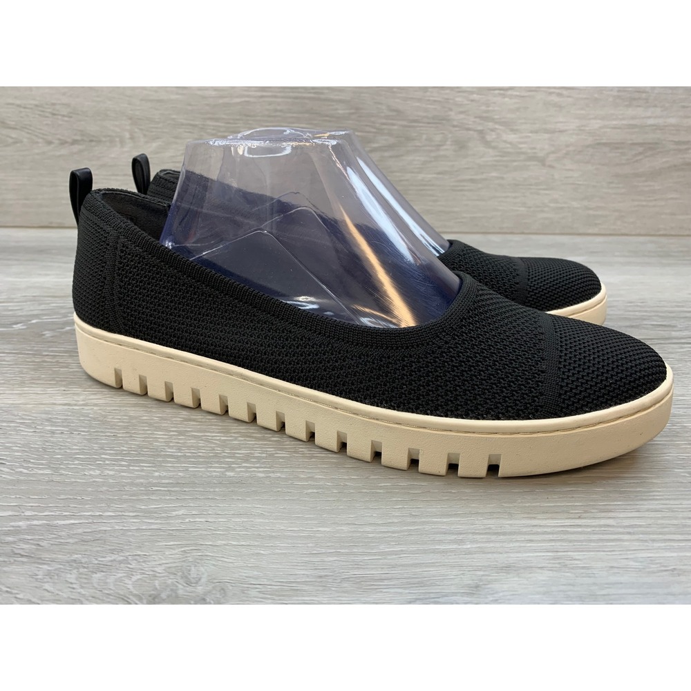 Vionic Black Knit Slip-On Flats with Cream Sole